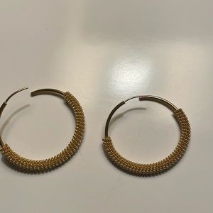 Gold hoop pierced earrings